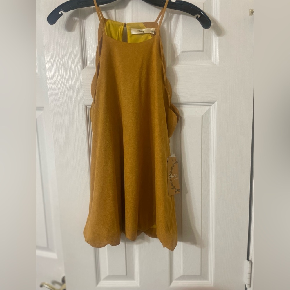 ANDREE BY UNIT Mustard Scallop-Edge Sundress